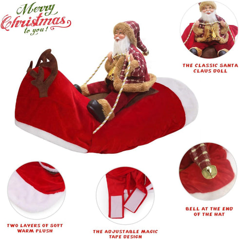 Idepet Funny Pet Dog Cat Christmas Costume Santa Dogs Winter Hoodie Coat Clothes for Christmas Halloween Party,The Riding Horse Santa Claus Pet Do...