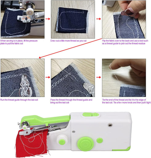 Diydeg Handheld Sewing Machine, Mini Portable Electric Sewing Machine, Ergonomic Battery Powered Portable Mending Machine Quick Stitch Tool for DI...