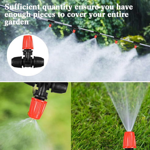36 Pcs 1/2" to 1/4" Drip Irrigation Fittings Kit Barbed Tee Connector 2 4 6 Way Locked Tee Easy Connector Tubing End Plug Misting Nozzle Irrigatio...