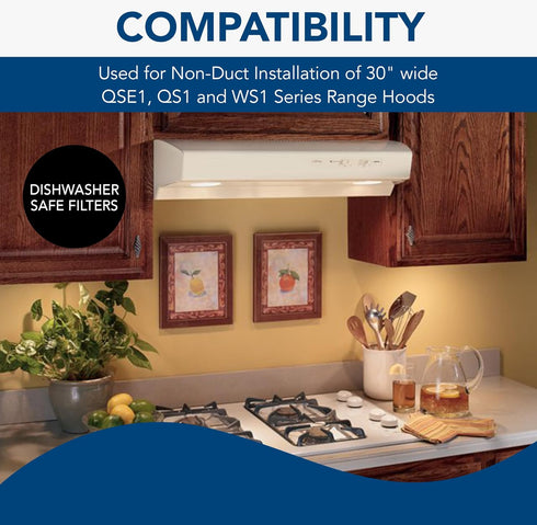 Broan-NuTone BPS1FA30 Aluminum QS1 Series Range Hoods, Kitchen Exhaust Grease Filter, 2 Count (Pack of 1), Grey, 2 Set...