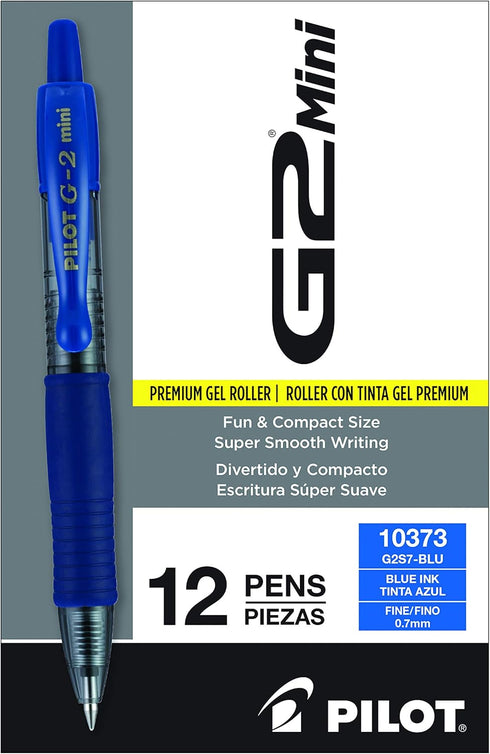 Pilot, G2 Mini Premium Rolling Ball Gel Pens, Fine Point 0.7mm, Blue, Pack of 12...