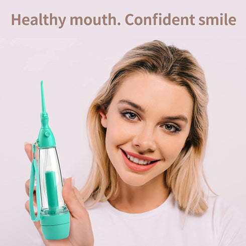 Cordless Water Dental Flosser Non-Electric Portable, Manual Air Pressure Simple Operation, Bottle Strengthening Dental Oral Irrigator for Home & T...