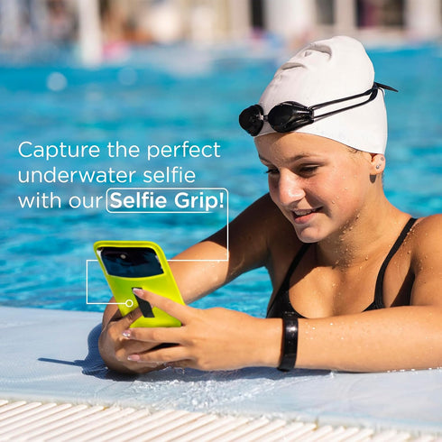 iJoy Waterproof Phone Pouch with Selfie Grip - Capture Your Underwater Adventures | IPX7 Waterproof, Universal Waterproof Case with Lock Seal Tech...