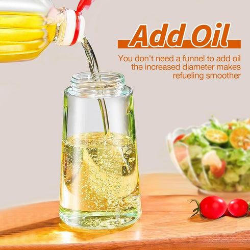 2 in 1 Olive Oil Dispenser Bottle for Kitchen,Oil Sprayer for Cooking, 1.56oz/470ml Premium Glass Oil Bottle, Food-grade Oil Mister for Air Fryer,...