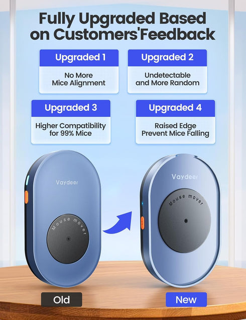 Vaydeer Undetectable Mouse Mover, M4 Mouse Jiggler Device with ON/Off Switch, Driver-Free Shaker Wiggler Mouse Movement Simulation for Computer Aw...