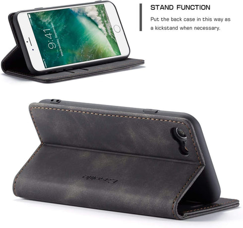 SINIANL Compatible with iPhone 7/8 Leather Case, Folio Case with Kickstand Credit Card Holder Magnetic Closure Folding Flip Book Cover for iPhone ...