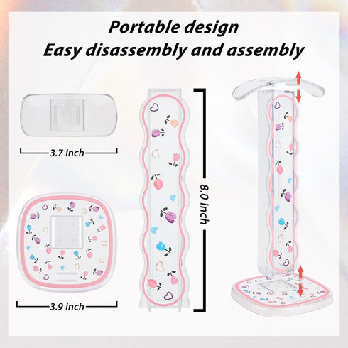 CamyCosy Headphone Stand Gaming Headset Holder for Desk,Clear Tulip Flowers Pattern Cellphone Stand Earphone Stand Desk Accessories for All Headph...