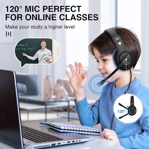 ShinePick Kids Headphones, Over-Ear Girls Boys Gaming Headphones with Microphone and Volume Control for Kids Teens Online School, Travel?Blue?...