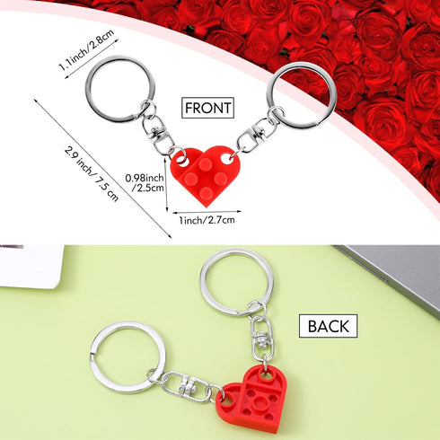 Teaaha 2 PCS Heart Keychain Set for Couples - Cute Brick Heart Matching Keychains...