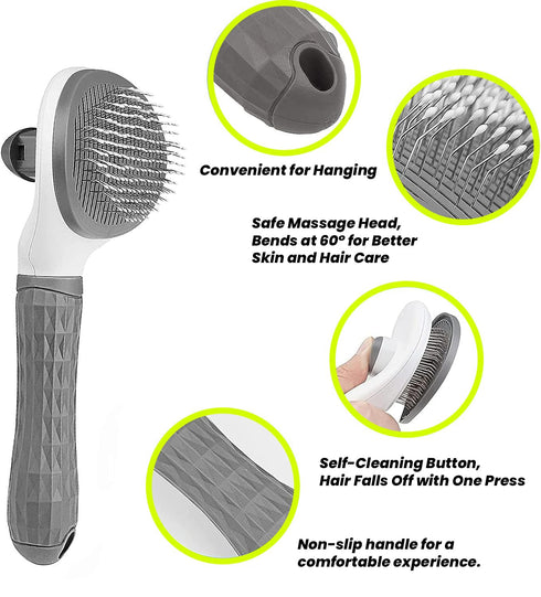 Cat Grooming Brush with Release Button Gently Removes Loose Undercoat, Tangles and Mats for Cats and Dogs Ideal for Long and Short Hair Suitable f...