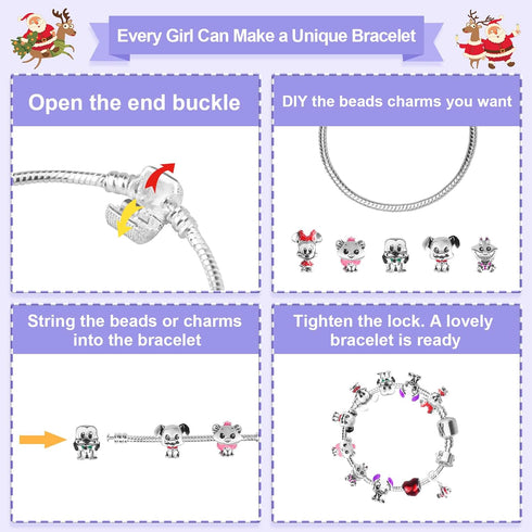 Advent Calendar 2024 Teen Girls Charm Bracelets, 24 Days of Christmas Countdown Calendar with 2 DIY Bracelets, 1 DIY Necklace and 22 Charms, Chris...