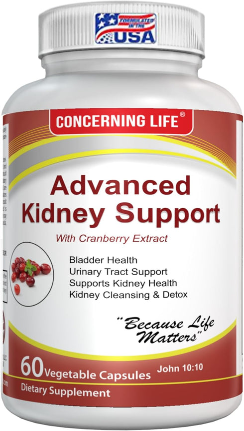 CONCERNING LIFE Kidney Cleanse UTI Support Supplement - Kidney Support Formula Detox - Cranberry Extract, Stinging Nettle Root Helps Healthy Kidne...
