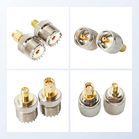 Anina 4pc SMA - UHF FR Coaxial Connector Kit SMA to PL259 SO239 UHF VHF Crimp Coax Adapter for CB Radio/Handheld Ham Radio Antenna/Walkie Talkie/A...