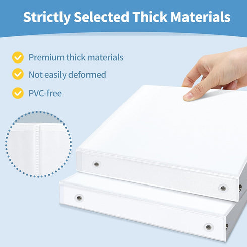 SUNEE 3 Ring Binder 1 Inch 1 Pack, Clear View Binder Three Ring PVC-Free (Fit 8.5x11 Inches) for School Binder or Office Binder Supplies, White Bi...