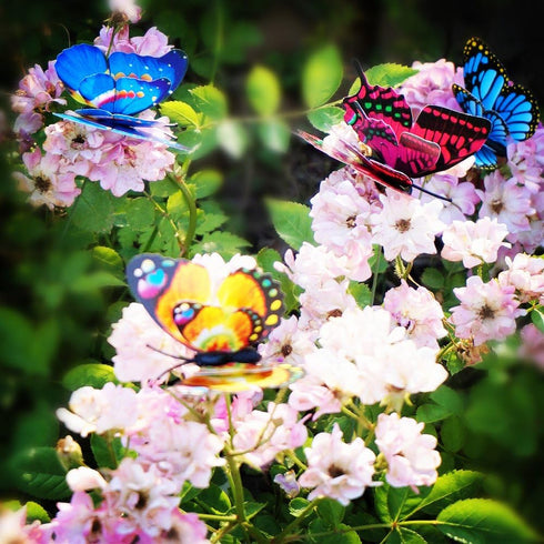 Butterfly Stakes 50pcs Decorative Garden Waterproof Small Butterfly Decor Garden for Plants Flower Beds Plant Pots...
