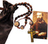 St Pio Devotional Wooden Bead Cord Rosary Gift Set with Saint Prayer Card and Bag...
