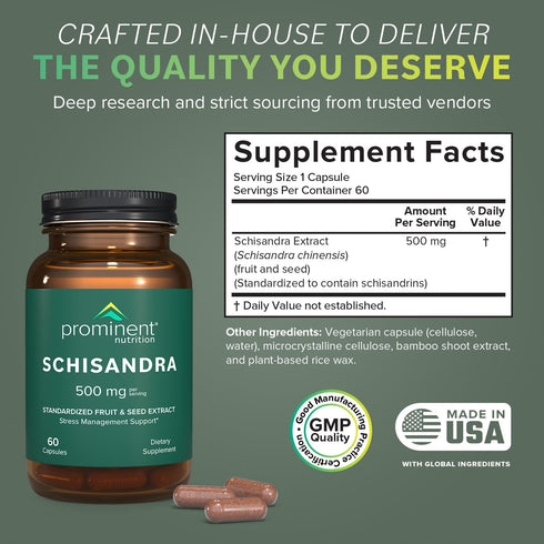 Schisandra Supplement - Stress Management Support - 500 mg, 60 Count...
