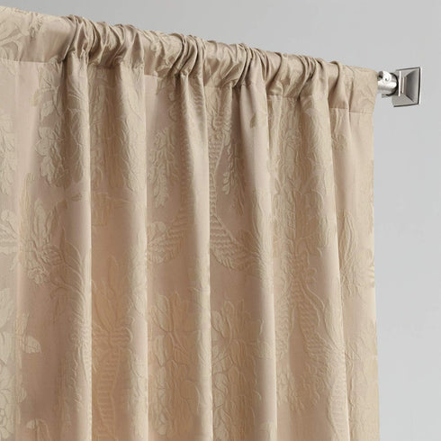 HPD Half Price Drapes Designer Damask Curtains for Room Decoration 96 Inches Long Faux Silk Room Darkening Curtains (1 Panel), 50W x 96L, Beige & ...