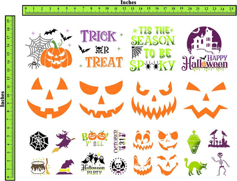 CrafTreat 12 Pieces Halloween Stencils for Painting on Wood (6x6), Halloween Painting Stencils, Elegant Halloween Stencils for Cookies, Ghost Sten...