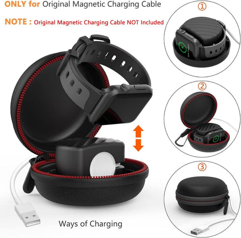 HALLEAST Compatible with for Apple Watch Charger Stand Holder, Charging Station EVA Hard Protective Storage Case Dock for iWatch Series 9 8 7 SE 6...