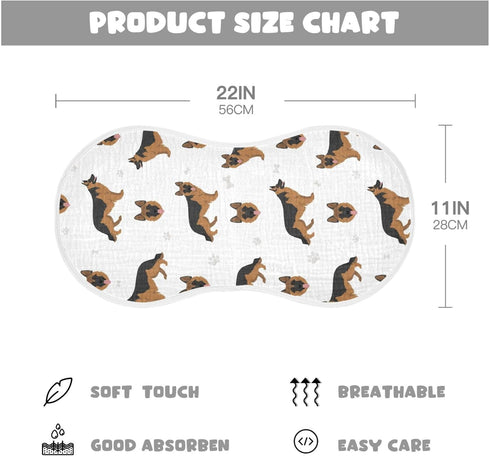 German Shepherd Dog Muslin Burp Cloths for Baby 1 Pack Soft 100% Cotton Baby Washcloths Bibs for Boy Girl...