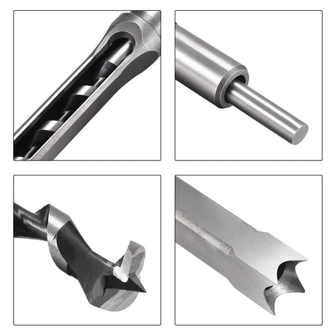 uxcell Square Hole Drill Bits for Wood 15mm x 215mm Mortising Chisel Bit Auger Cutter Tool for Woodworking Carpentry Drilling Tool...