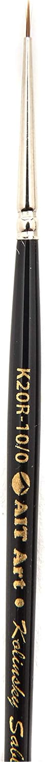 AIT Art Premium Detail Brush Set, 5 Pure Kolinsky Russian Red Sable Paint Brushes, Handmade in USA for Ultimate Details with Oil, Acrylic, and Wat...