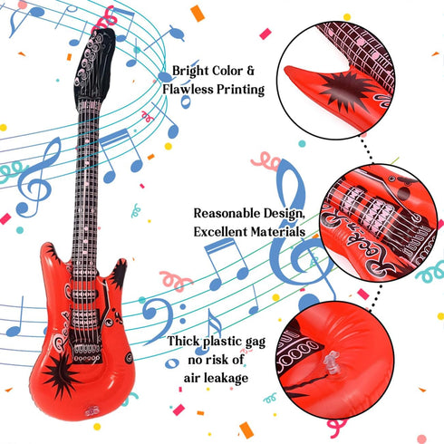6 Pcs Inflatable Guitars for Parties, 35 Inch Rock Star Guitar, Inflatable Instruments Blow Up Guitars, Rock and Roll Party Photo Booth Props for ...