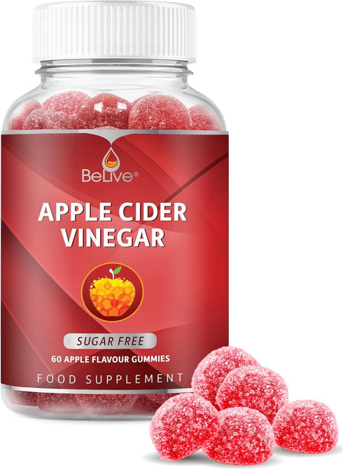 BeLive Apple Cider Vinegar Gummies - ACV Gummies Without Sugar I Detox & Cleanse Digestive Health I Alternative to Capsules, Vegan, Keto Friendly,...