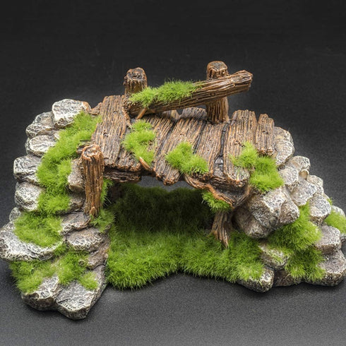 Fish Tank Decoration Moss Rockery Stone Plants Wood Ruins Landscaping Turtle Tank Decoration Fish Shrimp Shelter...