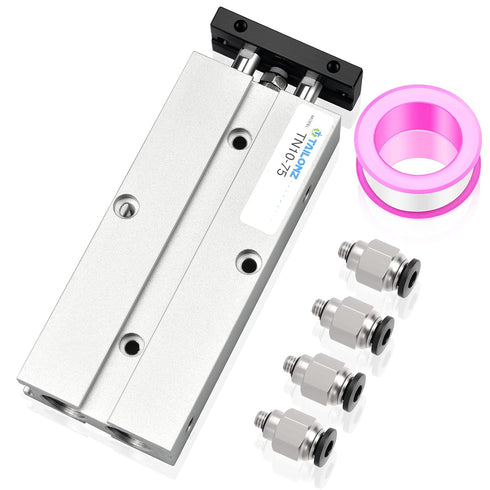 TAILONZ PNEUMATIC 10mm Bore 75mm Stroke Double-Rod Double-Acting Aluminum Pneumatic Air Cylinder TN10-75...