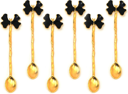 6pcs Black Butterfly Shaped Casting Tea & Coffee Stirring Teaspoon Set - 6" - Unique Butterfly Shaped - a Very Different Product Dazzling - Suitab...