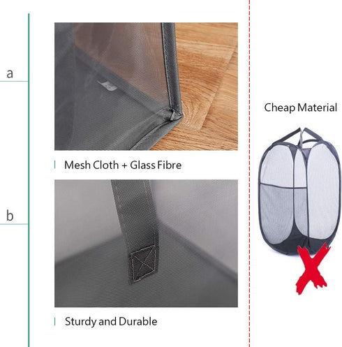 HONOMA Laundry Bags Hamper Bag with Handles,Portable &Collapsible Dirty Clothes Mesh Basket Foldable for Washing Storage, Kids Room,Dorm or Travel...