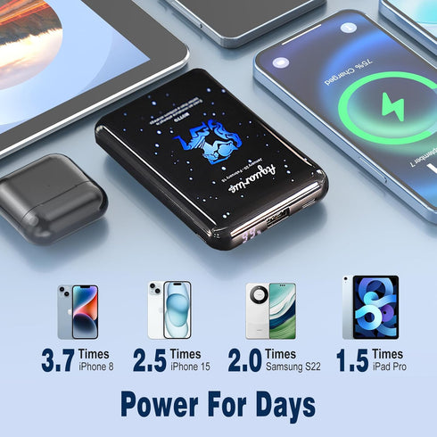 Mini Power Bank 10000mAh,Small Portable Charger USB C in/Output 22.5W Fast Charging,Best Gift for Various Festivals - Constellation Battery Pack f...