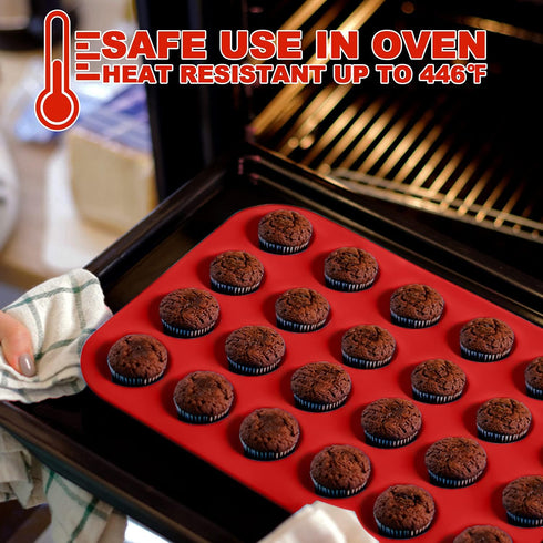 Anaeat Silicone Muffin Pan - Mini 24 Cups Cupcake Tray, Non-Stick Silicone Baking Molds for Making Muffin Cakes, Cupcake, Chocolate, Bread,Tart an...