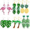 6 Pairs Tropical Earrings for Women Coconut Palm Leaf Dangle Earrings Green Plant Pineapple Flamingo Hawaiian Earrings...