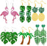 6 Pairs Tropical Earrings for Women Coconut Palm Leaf Dangle Earrings Green Plant Pineapple Flamingo Hawaiian Earrings...