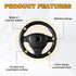 Leather Steering Wheel Cover, Stitch On Wrap, Breathable Anti-Slip Car Steering Wheel Protector for Max Diameter 15'', DIY Sewing with Needle Thre...