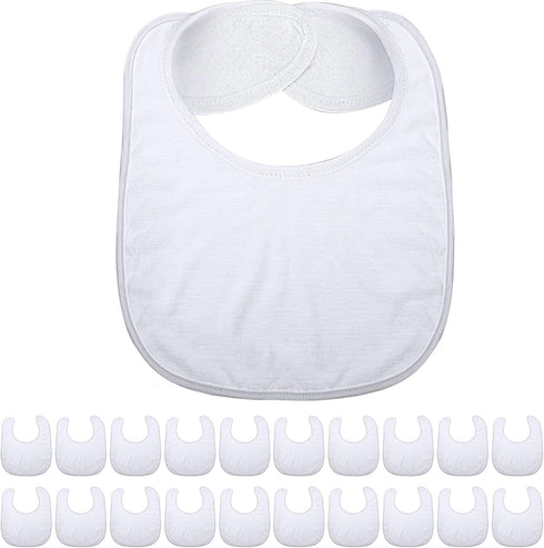 Geyoga 20 Pieces Sublimation Blanks White Bibs for Baby Decorating Washable Reusable Fabric Bibs...