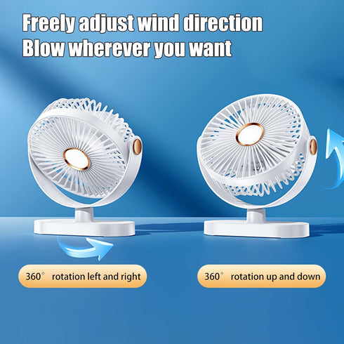 USB Table Fan,Personal Quiet 5 Speeds Desktop Portable Fan,Small But Powerful,Battery Fan Adjustable Desk Fan 360° Rotation for Office,Bedroom(Whi...
