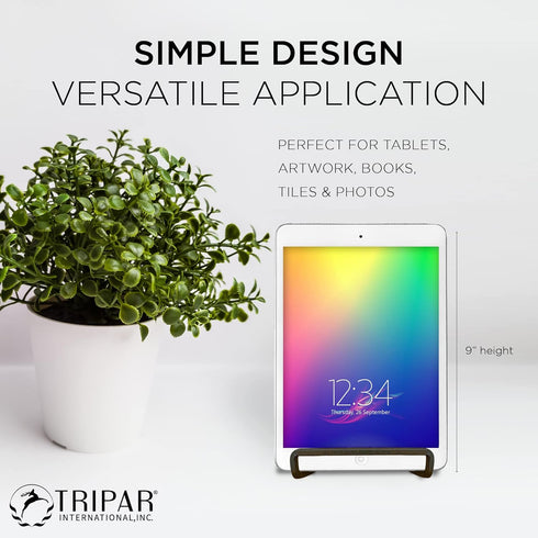 TRIPAR 6-Inch Metal Mahogany Painted Square Kitchen Book Holder/Stand, Wire Mini Easel, Small Photo Stands for Table, Display for Picture Frames, ...