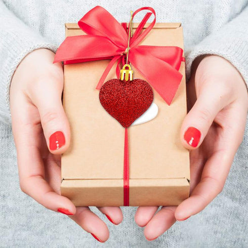 HOWAF 24 Pieces Valentines Day Heart Baubles Ornaments Christmas Tree Baubles Heart Shaped Decoration Baubles for Valentine's Day Decoration, Glos...