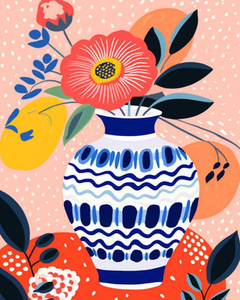 Tucocoo Colorful Vase Floral Flowers Oil Painting Paint by Number Kits 16 x 20 inch Canvas Pink Flower DIY Painting for Kid Students Adult Beginne...