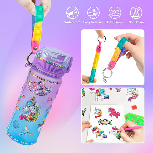 FOCone Decorate Your Own Water Bottle Kits for Girls - Fun Arts & Crafts Gift Toys for Ages 4-6-8-10, Birthday Gift Present for Budding Artists (U...