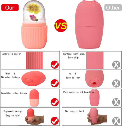 XHJRI Ice Cube Roller Massager for Face, Eyes and Neck Naturally Conditioning and Skin Care,De-Puff Eye Bags,Reduce Migraine Pain,Reusable Massage...