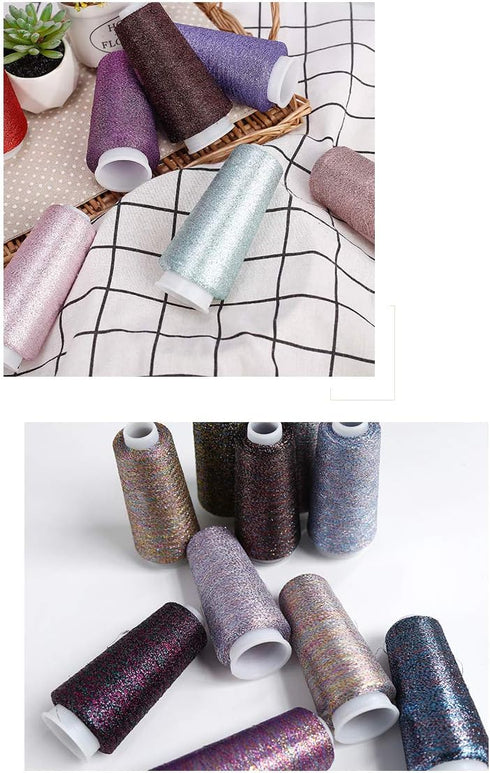 Truevalue 2 Balls Accessory Lurex Yarn, Shining Glitter Metallic Knitting-in Yarn, Sparkle Thread for Knitting and Crochet Sweater Shawl 5000 Yard...