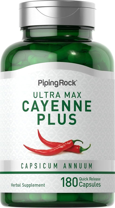 Piping Rock Cayenne Pepper Capsules | 180 Count | Capsicum Annuum | Plus Ginger and Hawthorn Berry | Herbal Supplement | Non-GMO, Gluten Free...
