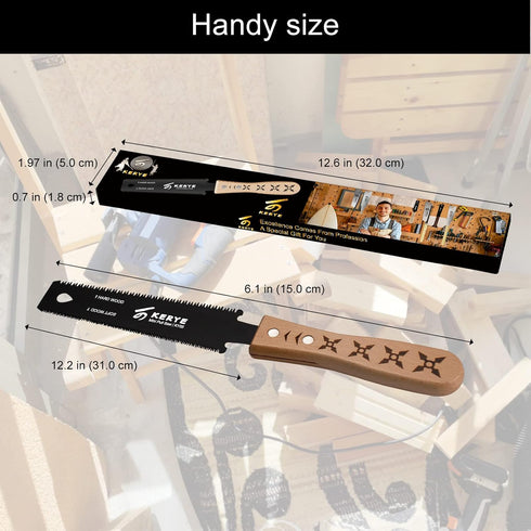 KERYE Mini Hand Saw Woodworking Tools, Small 6 Inch Japanese Pull Saw with Double Edges of 11/17 TPI, Flush Cut Saw for Hardwoods/Softwoods, Light...
