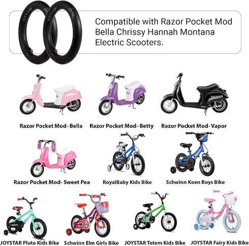(2 Pack) AR-PRO Scooter Replacement Inner Tubes - 12.5" x 2.25" Inner Tubes with Angled Valve and FREE 2 Tire Levers Compatible With Razor Pocket ...
