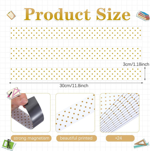 24 Pieces Magnetic Strips Retro Magnetic Border for Classroom Whiteboard Bulletin Board Decorative Magnetic Strips with Adhesive Magnetic Borders ...